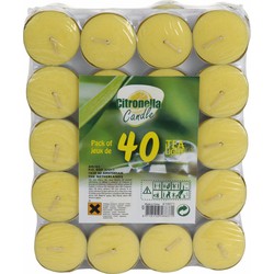 Citronella waxinelichtjes/theelichtjes - 80x stuks - geurkaarsen - geurkaarsen