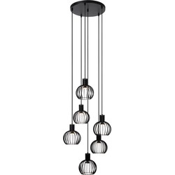 Filla 6x E14 hanglamp diameter 35 cm zwart