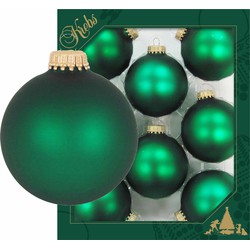 Krebs Kerstballen - 8 stuks - mat groen - glas - 7 cm - Kerstbal