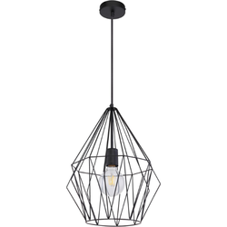 Industriële hanglamp Avella - L:30cm - E27 - Metaal - Zwart