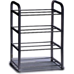 Metalen schoenenrek/schoenenstandaard 4-laags zwart 40 x 19 x 56 cm - Schoenenrekken