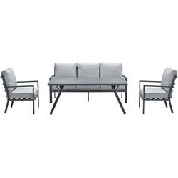 Sergio lounge-dining sofa set - 4-delig - carbon black - licht grijs