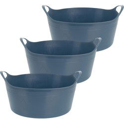 Flexibele emmer - 3x - blauw - 15 liter - kunststof - 39 x 17 cm - Wasmanden