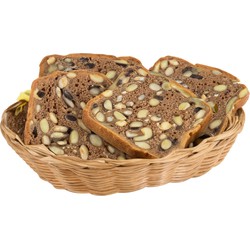 Kesper Brood/fruit mandje - gevlochten kunststof - naturel - ovaal - L24 x B20 x H6 cm - broodmandjes - broodmand