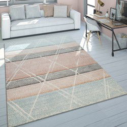 Laagpolig Vloerkleed Lareva - Geometrisch Design - Multi / Roze - 80x150 cm