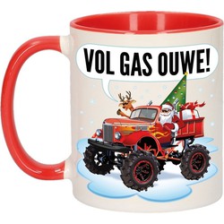 Kerst cadeau beker / mok monstertruck auto vol gas ouwe 300 ml - Bekers