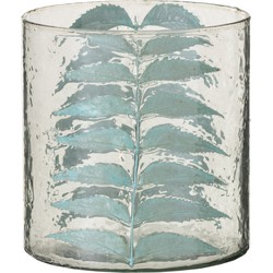 J-line - Vaas Blauw Blad Glas Small - 15x15x16cm