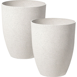 CROTON - Bloempot set van 2 - Gebroken wit - 43 cm - Stenenmix