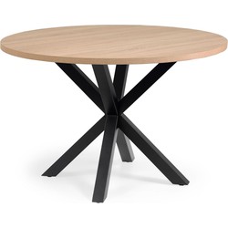 Kave Home - Tafel Argo rond melamine met stalen poten met zwarte finish Ø 119 cm