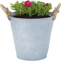 Mega Collections emmer/plantenpot Old Rope - zink - zilver - D30 X H29 cm - IJzeren emmer / teil
