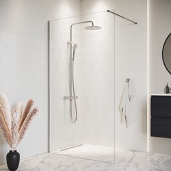 Badplaats Douchewand Florida 120 x 200 cm - Chroom – Inloopdouche 8 mm Veiligheidsglas