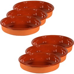 6x Terracotta tapas borden/schalen 24 cm en 21 cm - Snack en tapasschalen