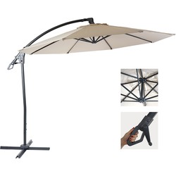 Cosmo Casa Deluxe Zweefparasol - Parasol - Rond Ø 3m - Polyester - Aluminium/Staal - 14kg - Roomwit - Zonder Stand