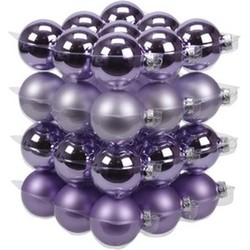 Othmar Decorations kerstballen - 36x st - paars - D6 cm - glas - Kerstbal