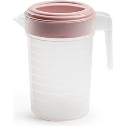 Waterkan/sapkan transparant/roze met deksel 1 liter kunststof - Schenkkannen