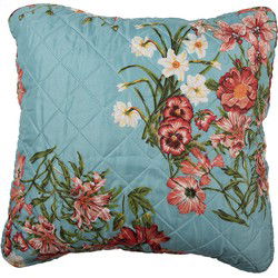 Clayre & Eef Kussenhoes Blauw Roze Katoen Bloemen