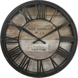 Atmosphera Wandklok/muur klok - Vintage - Dia 39 cm - kunststof/glas - Wandklokken