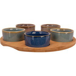 Cosy & Trendy Serveerplank bamboe - D25 cm - met 5x luxe schaaltjes - Serveerplanken
