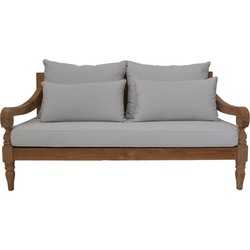 HSM Collection-Tuin Lounge Bank Bahama 2,5 Zits-150x95x80-Naturel/Wit-Teak/Stof