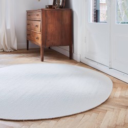 Rond vloerkleed wollen Wit - Cobble Stone - <a href="https://vloerkledenloods.nl/vloerkleden/wollen-vloerkleed">Wol</a> - Rond 200 Ø - (L)