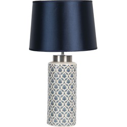 Clayre & Eef Tafellamp  Ø 28x51 cm E27/max 1x60W Blauw Keramiek Rond Bureaulamp