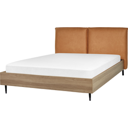 LIMANTON  - Bed - Goudbruin - 160 x 200 cm - Kunstleer