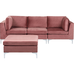 Beliani EVJA - Modulaire Sofa-Roze-Fluweel