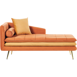 Beliani GONESSE - Chaise longue-Oranje-Fluweel