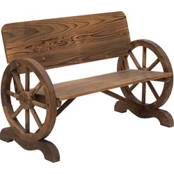 4goodz Tuinbank met armleuning Wagenwielen design Massief Hout