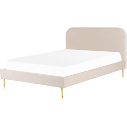 Beliani FLAYAT - Tweepersoonsbed-Beige-Fluweel