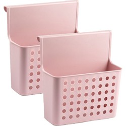 Set van 2x stuks badkamer/keuken hang opbergmandjes/organizers roze 26 x 24 cm - Opbergmanden