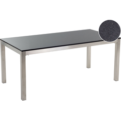 Beliani GROSSETO - Eettafel-Zwart-Graniet, RVS