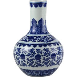 Fine Asianliving Chinese Vaas Porselein Lotus Blauw Wit D20xH30cm
