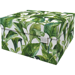 Dutch Design Brand Opbergdoos met Deksel - Doos in Karton - Geschenkdoos - 39x31x21cm - Green Leaves - 1 Stuk