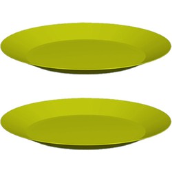 10x ontbijt/diner bordjes van hard kunststof 26 cm in het groen - Campingborden