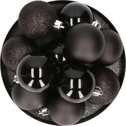 10x stuks kunststof kerstballen zwart 6 cm - Kerstbal