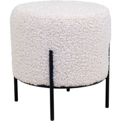 Alford Pouf - Pouf in white artificial lambskin