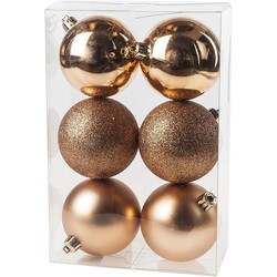 18x Kunststof kerstballen glanzend/mat koperkleurig 8 cm kerstboom versiering/decoratie - Kerstbal
