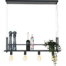 Mexlite - hanglamp - Buckley - zwart - metaal - grote eettafellamp - E27 - 2983ZW