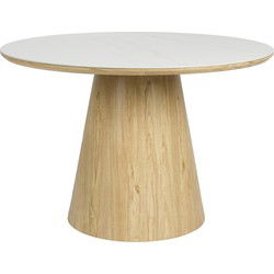 Eettafel Rond - Wit/Eiken MDF - 115x115x77cm - Almira