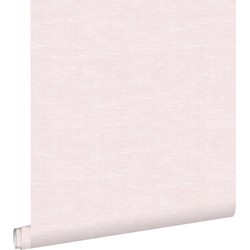 ESTAhome behang effen linnenstructuur licht roze - 53 cm x 10,05 m - 148692
