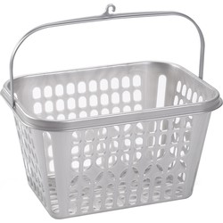 Plasticforte Knijpermandje - zilver - 20x25x14 cm - wasknijper mandje - knijperszakken