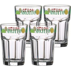 Urban Living Mojito cocktailglazen - gedecoreerd glas met tekst - 4x stuks - 365 ml - Cocktailglazen