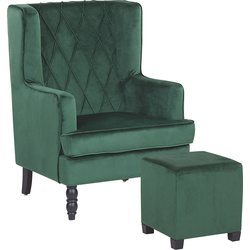 Beliani SANDSET - Fauteuil-Groen-Fluweel