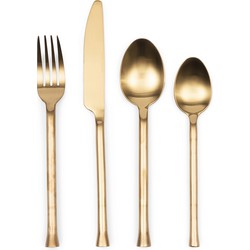 Riviera Maison bestekset, 1 persoons, Vork, mes, lepel, dessertlepel - RM Navigli Cutlery 4 stuks - goud