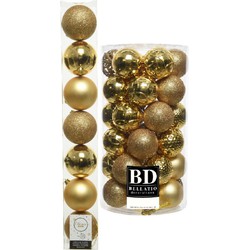 Kerstversiering kunststof kerstballen goud 6-8 cm pakket van 51x stuks - Kerstbal