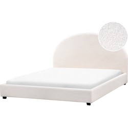 Beliani VAUCLUSE - Tweepersoonsbed-Wit-Bouclé