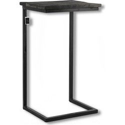 Bijzettafel Van Mangohout - Bijzettafeltje - Laptoptafel - Zwart - Industrieel - 38  x 30  x 65 cm