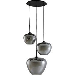 Light & Living - hanglamp - Mayson - zwart - glas smoke glas - design lamp - E27 - 2958612