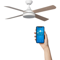 Plafondventilator Renzo met verlichting en WiFi - Ø132cm -  6 snelheden - Afstandsbediening - Wit